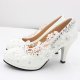 Lace Silver Sequins Adorn White Wedding High Heels