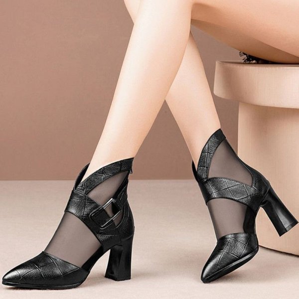 Spring And Summer New Fashion All-match High Heels Chunky Heel Fashion Short Boots