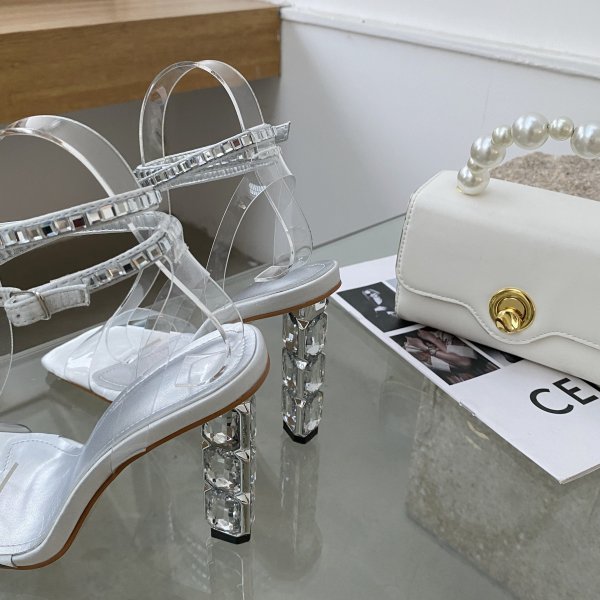 Rhinestone Ankle Strap Crystal Heel High Heels