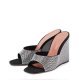 Summer New Square Toe Wedge Full Diamond Muller High Heels Slippers