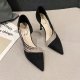 Spring And Summer New Fashion Rhinestone Casual Pointed High Heels