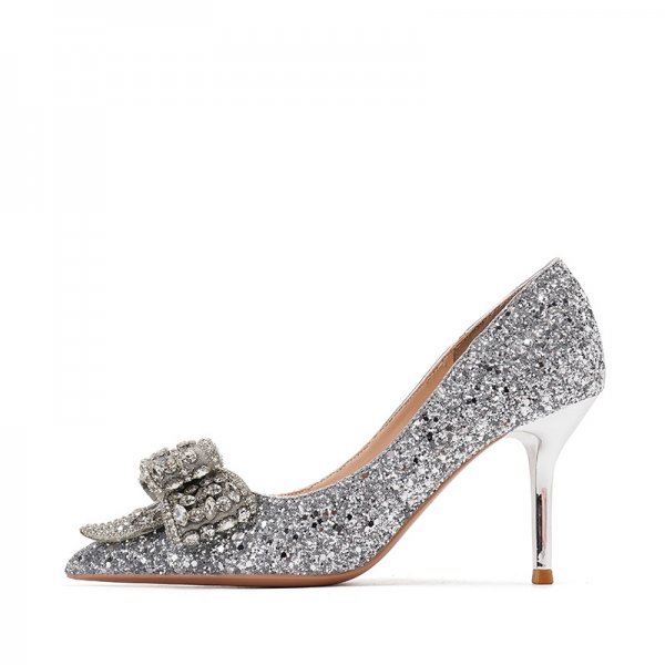 Sequin Rhinestones Bowknot High Heels