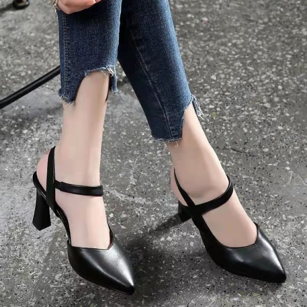 Women's Temperament Fashion Thick Heel Pointed Toe Set High Heels