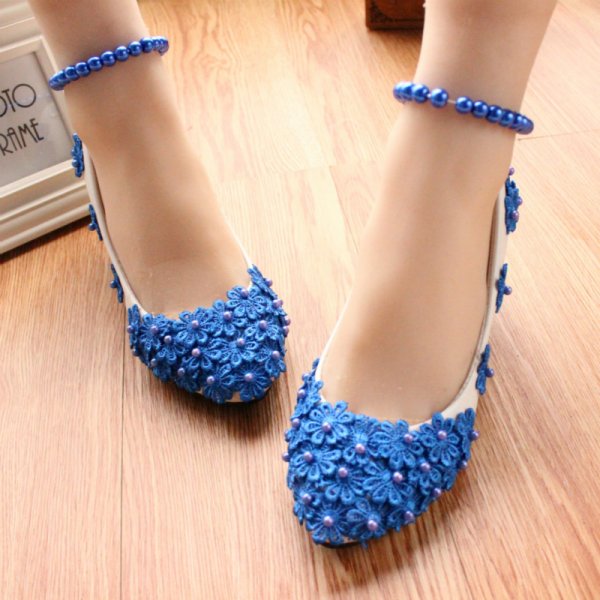 Women's Blue Pearl Anklet High Heels