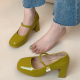 Square Toe Low-cut Retro Shoes French Chunky Heel High Heels